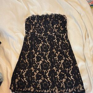 Black Lace Strapless Dress